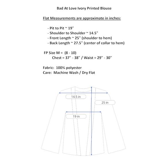 FREE PEOPLE Bad At Love Ivory Printed Blouse - Size M (NWT) - Picture 13 of 14